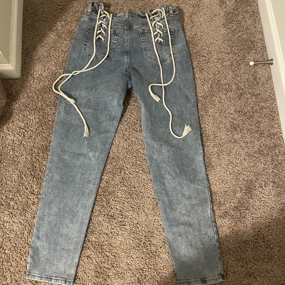 tie up straight leg jeans